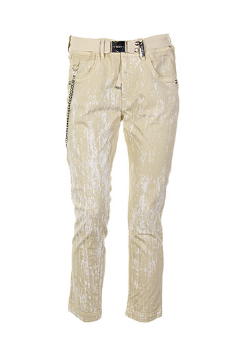 high pantalons femme de couleur beige