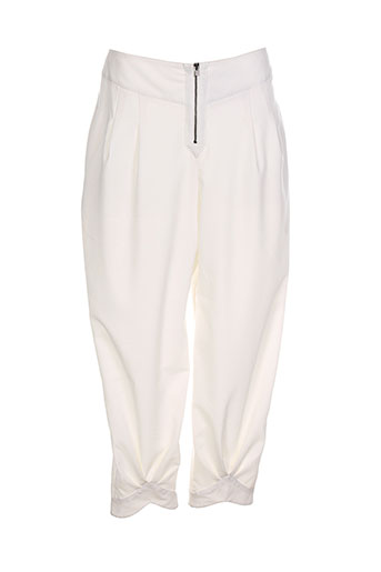 lauren vidal pantalons femme de couleur blanc