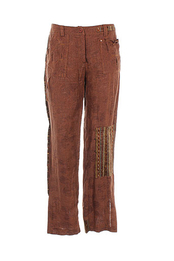 my way pantalons femme de couleur marron