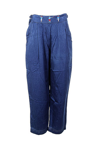 droit fil pantalons femme de couleur bleu