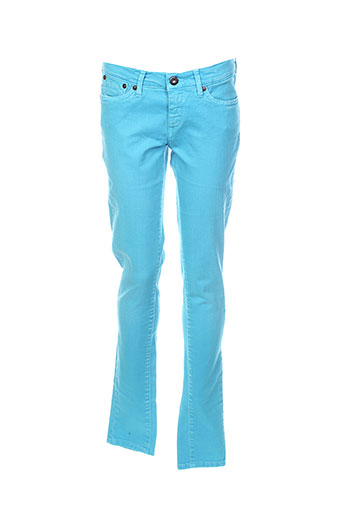 pepe jeans pantalons fille de couleur bleu