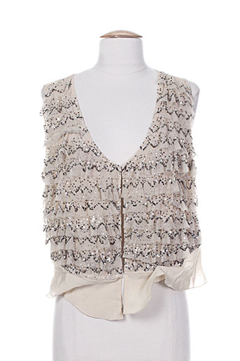 high gilets femme de couleur beige