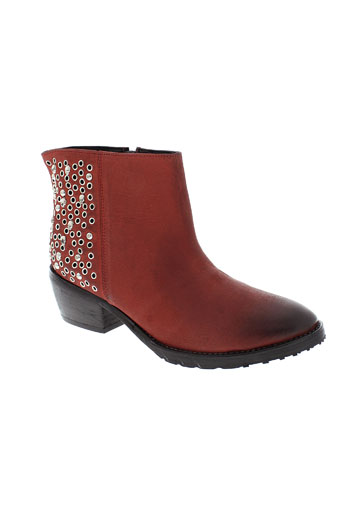 any boots chaussures femme de couleur rouge