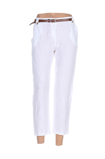 puro lino pantacourts femme de couleur blanc