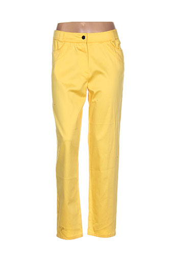 pause cafe pantalons femme de couleur jaune