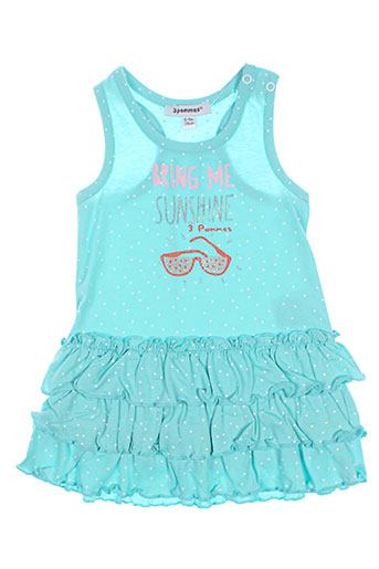 3 pommes robes fille de couleur vert