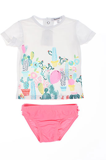 3 pommes maillots de bain fille de couleur blanc