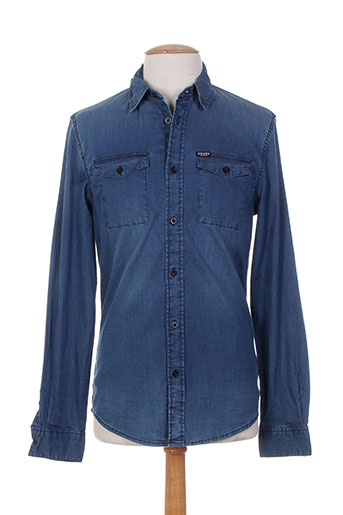 guess chemises homme de couleur bleu