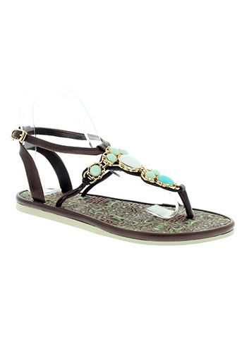 string tong chaussures femme de couleur marron