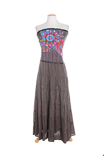 coton du monde robes femme de couleur gris
