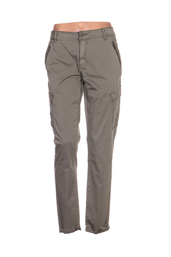 fransa pantalons femme de couleur vert