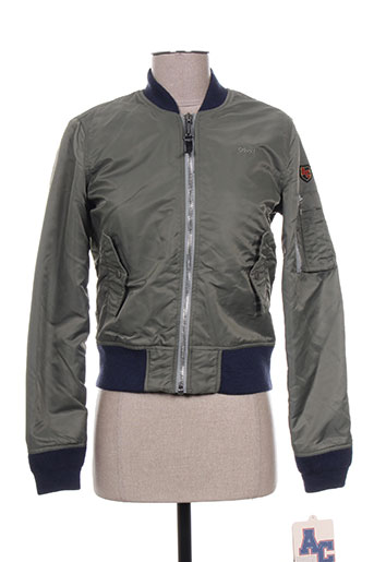 schott vestes femme de couleur vert