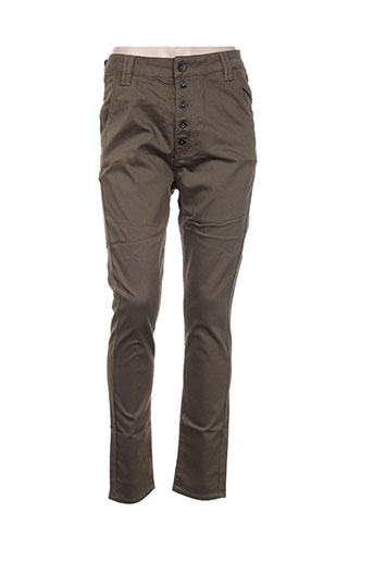 funaki pantalons femme de couleur vert