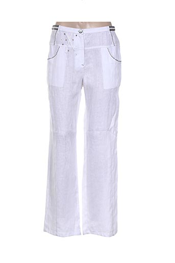 pause cafe pantalons femme de couleur blanc
