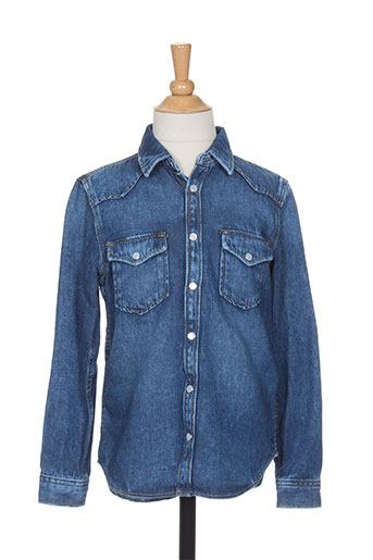 pepe jeans chemises garçon de couleur bleu