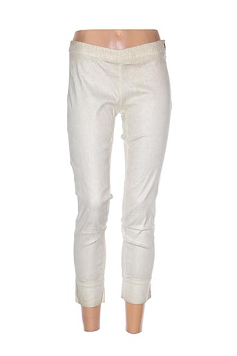 120% lino pantalons femme de couleur beige