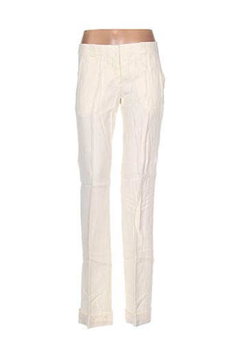 120% lino pantalons femme de couleur beige