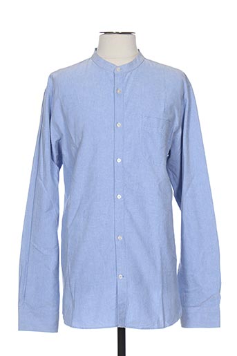 knowledge cotton apparel chemises homme de couleur bleu
