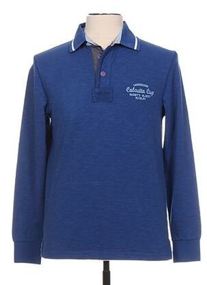 Polo manches longues bleu CAMBE pour homme