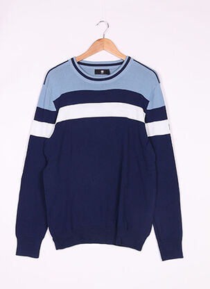 Pull col rond bleu G STAR pour homme