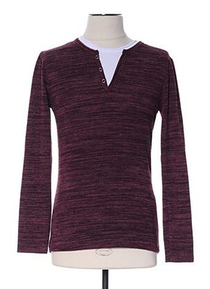 Pull col rond violet MADE IN ITALY pour homme