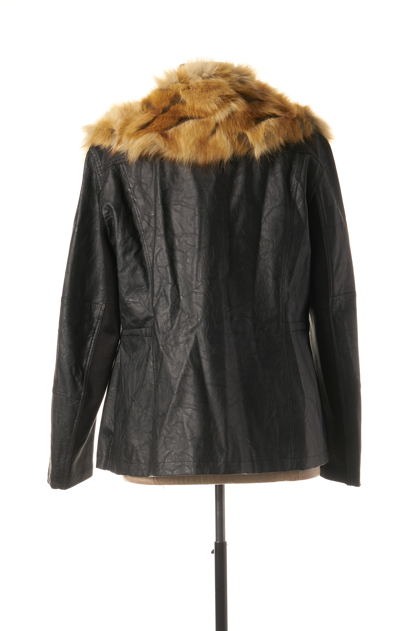 Mat Vestesimilicuir Femme De Couleur Noir En Soldes Pas Cher 1527004 Noir00 Modz