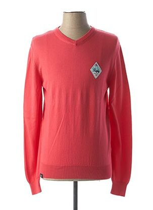 Pull col V rouge CAMBE pour homme