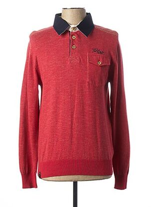 Polo manches longues rouge FELLOWS pour homme