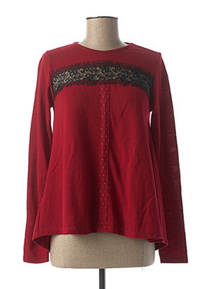 Pull col rond rouge MALOKA pour femme