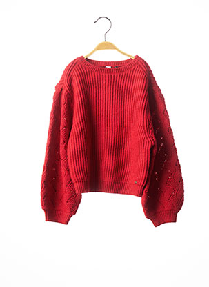 Pull col rond rouge 3 POMMES pour fille