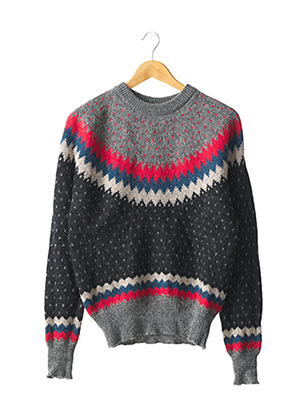 Pull col rond gris WOOLRICH pour homme