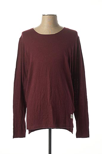 Pull col rond rouge JACK & JONES pour homme