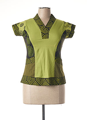 T-shirt manches courtes vert COULEURS DU MONDE pour femme