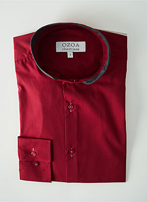 Chemise manches longues rouge OZOA pour homme
