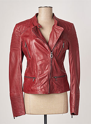 Veste en cuir rouge ROSE GARDEN pour femme