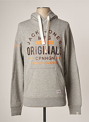 JACK & JONES Sweatshirt à Capuche Gris/Noir Homme Gris - Cdiscount