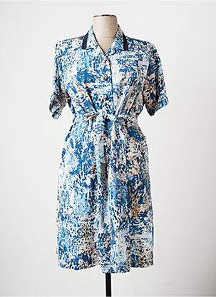 Robe mi-longue bleu MARIE DE MARCILLE pour femme