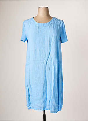 Robe mi-longue bleu 120% LINO pour femme