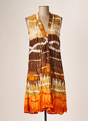 Robe mi-longue orange ICONIQUE pour femme