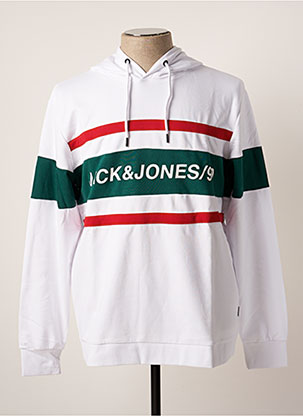 Sweat-shirt à capuche blanc JACK & JONES pour homme