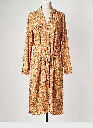 Bonobo Robe Droite Col V Chic Robe Midi Droite Manches 3/4 Creme Femme